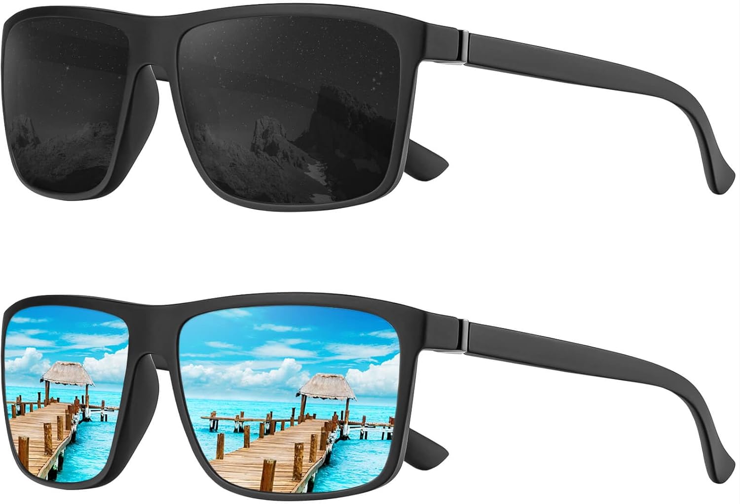 

Поляризованные солнцезащитные очки KALIYADI для мужчин и женщин, мужские солнцезащитные очки с защитой от УФ-излучения для вождения, рыбалки, гольфа (3 шт.), (2 Packs) Black/Ice Blue