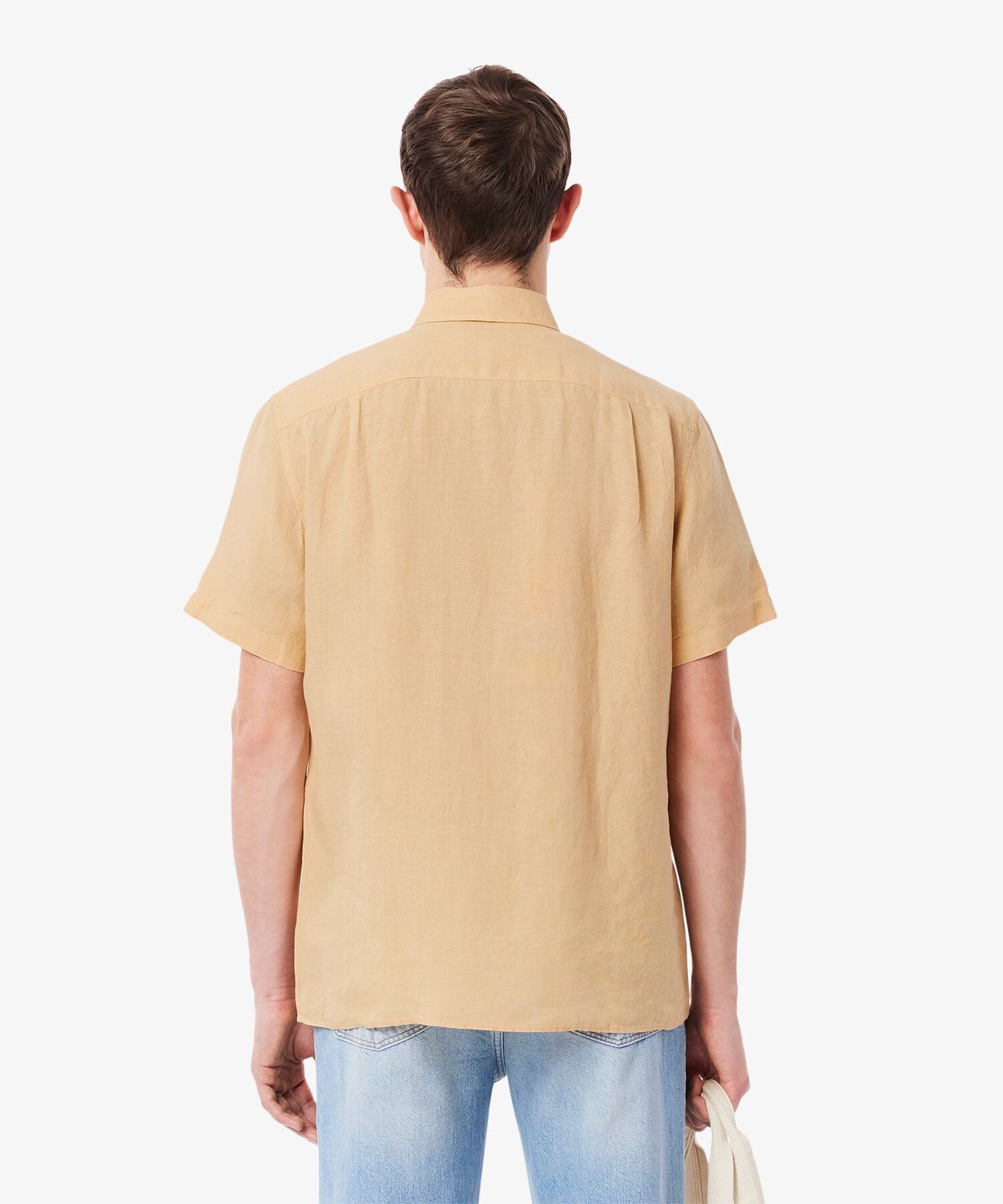 Льняная рубашка на пуговицах LACOSTE, Beige — фото 3