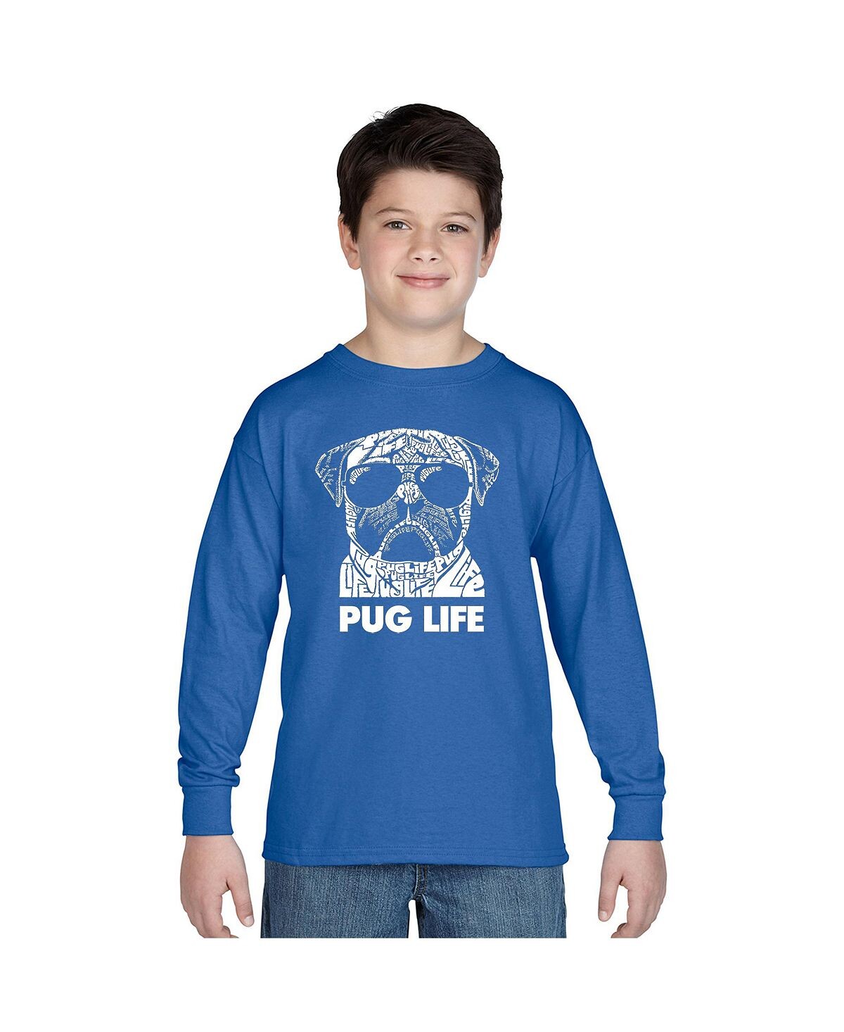 

Лонгслив Big Boy's Word Art - Pug Life LA Pop Art, синий