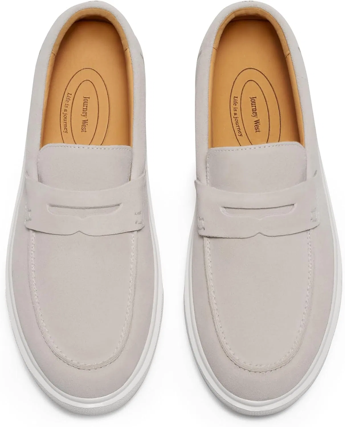 Лоферы замшевые Journey West, модель Penny Loafers, цвет Newpenny-beige