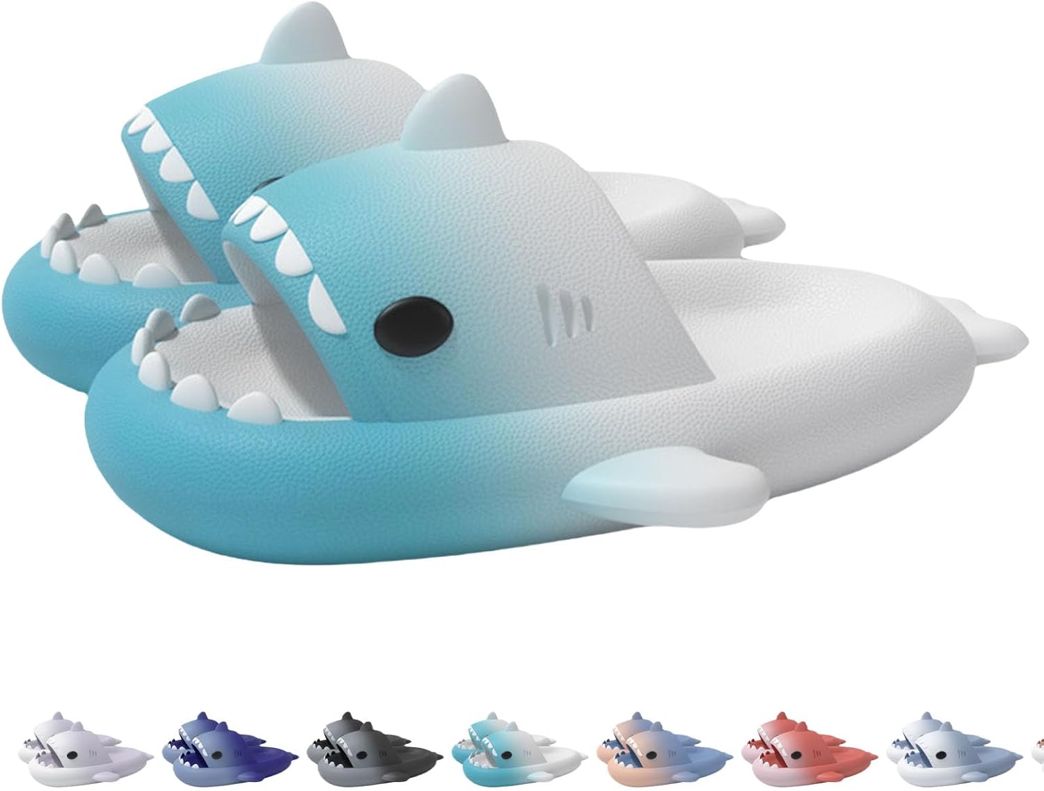 

Шлепанцы с двухцветным градиентом с изображением акулы, нескользящие, с открытым носком и мягкой подошвой Generic, белый