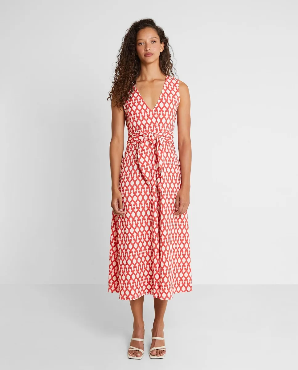 

Миди-платье из трикотажа с принтом Trucco, красный/белый