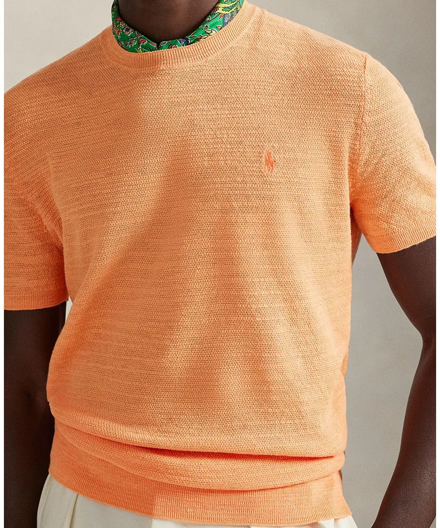 Мужская фактурная легкая футболка-свитер Polo Ralph Lauren, Poppy — фото 3