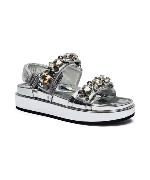 Босоножки с декором Kira Tory Burch, серый