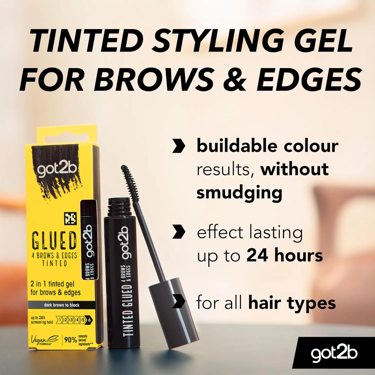 Тинтированный гель для бровей и контуров got2b Glued 4 Brows & Edges Got2B, Dark Brown To Black — фото 2