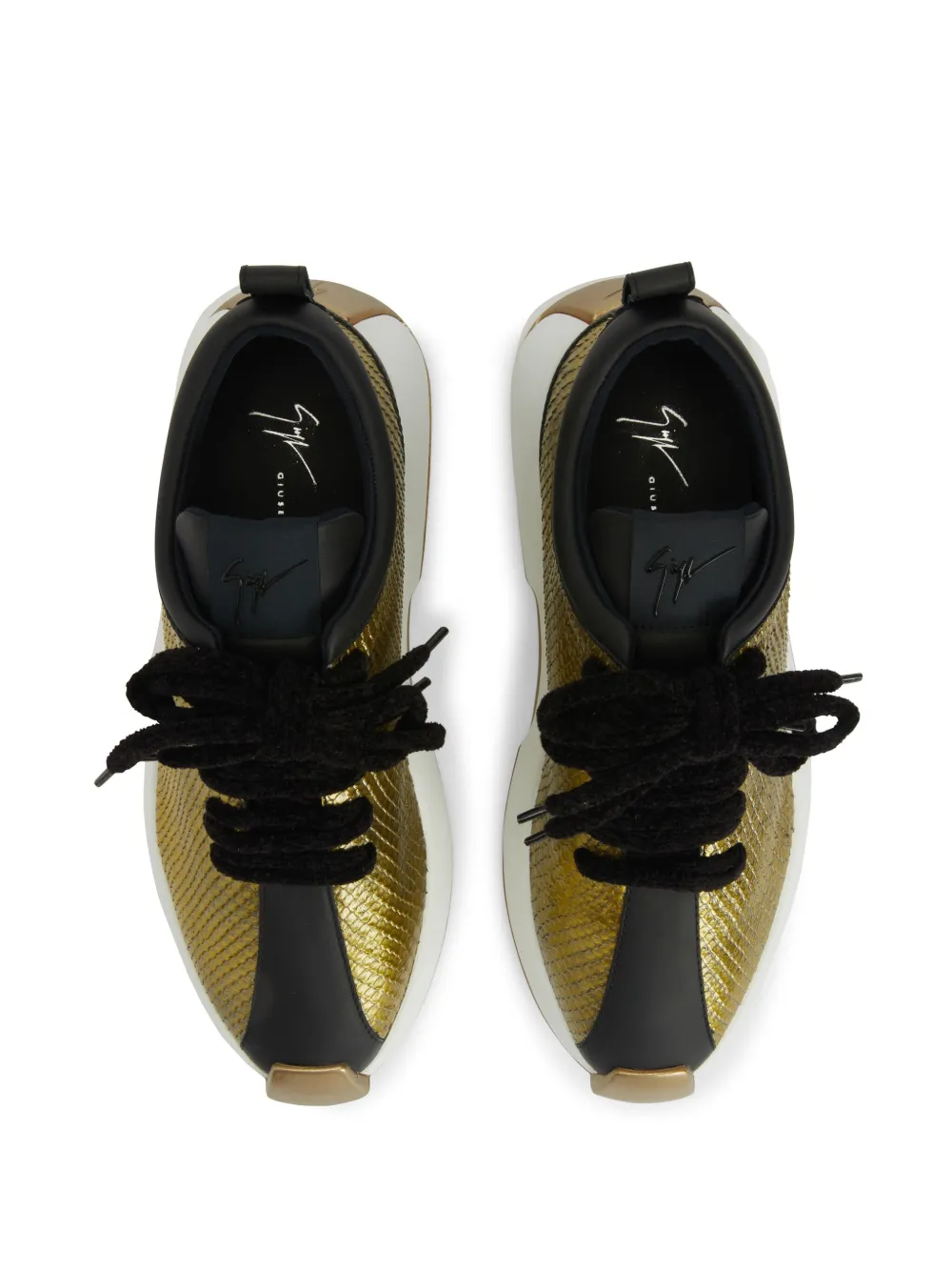 Кроссовки Ferox с тиснением под кожу змеи Giuseppe Zanotti, золотистый — фото 4