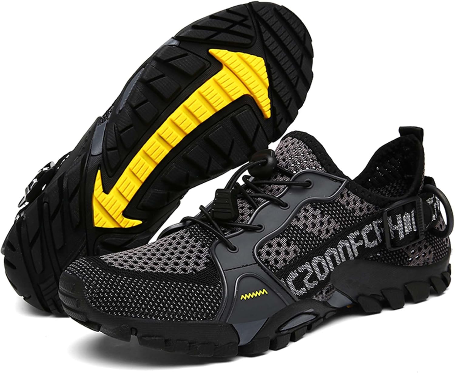 

Мужские и женские водные спортивные туфли для активного отдыха Мужские вязаные сетчатые пляжные туфли для ходьбы, рыбалки, скалолазания, парусного спорта, походов, функциональных тренировок Дышащие, амфибийные кроссовки Vtiao, черный/серый