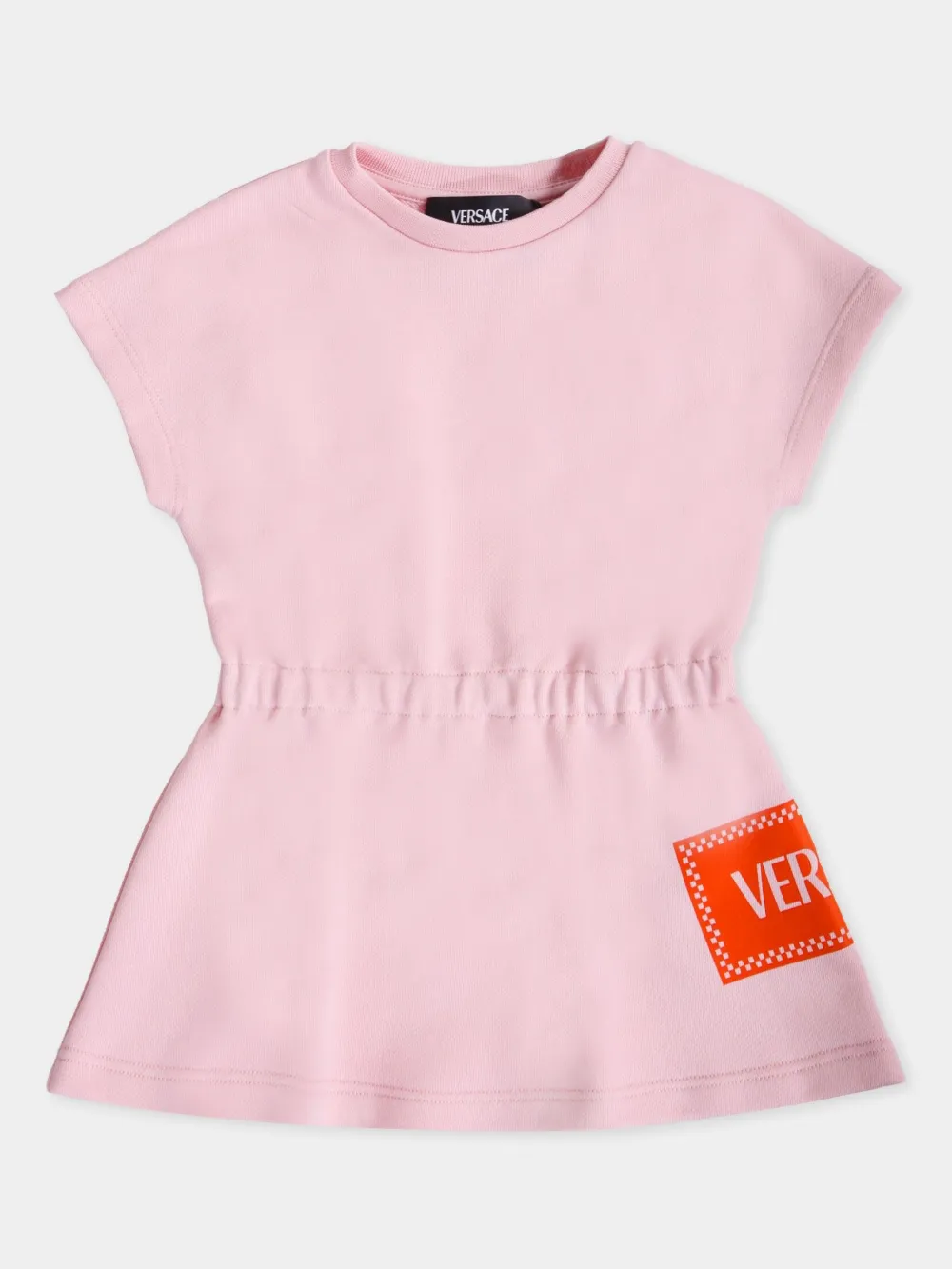 

Платье с эластичным поясом и логотипом Versace Kids, розовый