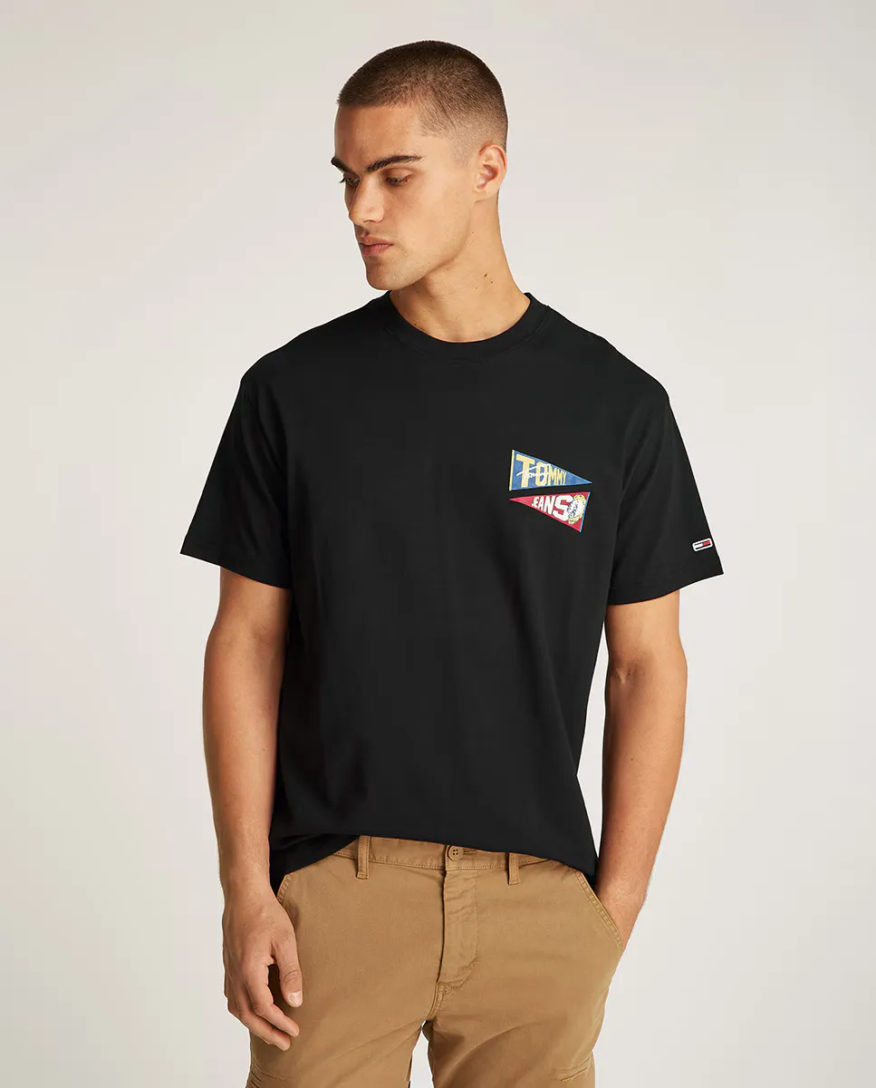 

Мужская футболка свободного кроя с принтом на спине Tommy Jeans, чёрный