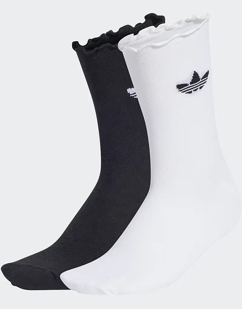 Комплект из двух пар носков Adidas Originals с оборками, бело-черный
