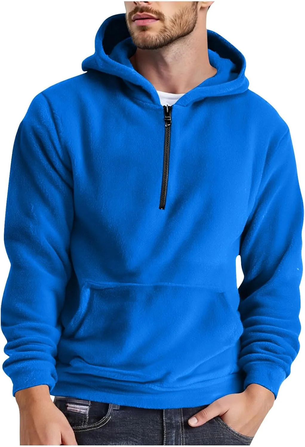 

Мужская худи на четверть молнии, Polar Fleece, с длинным рукавом