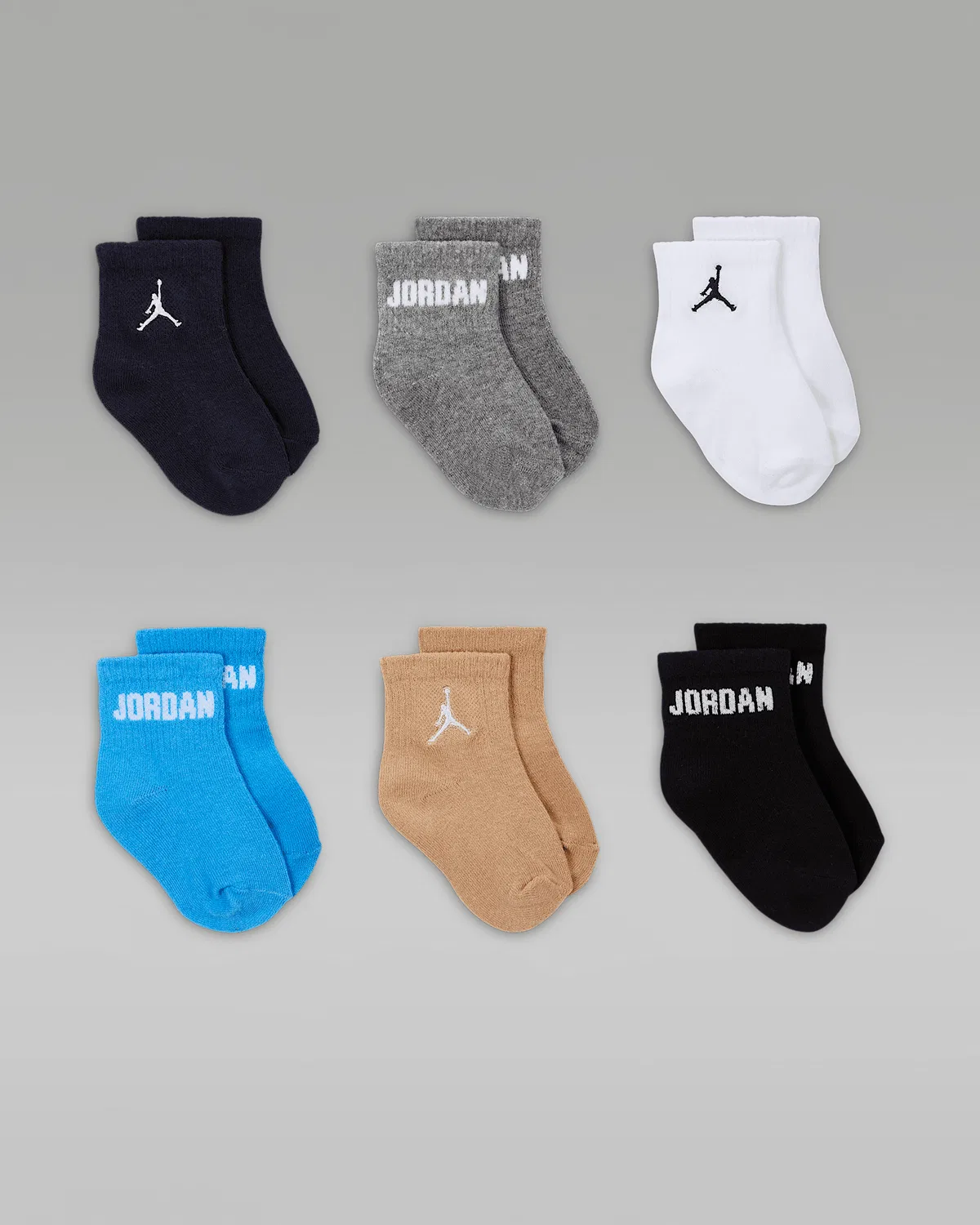 Baby /Toddler Ankle Socks (6 Pairs) Jordan Everyday Essentials, Obsidian/Obsidian — фото 2