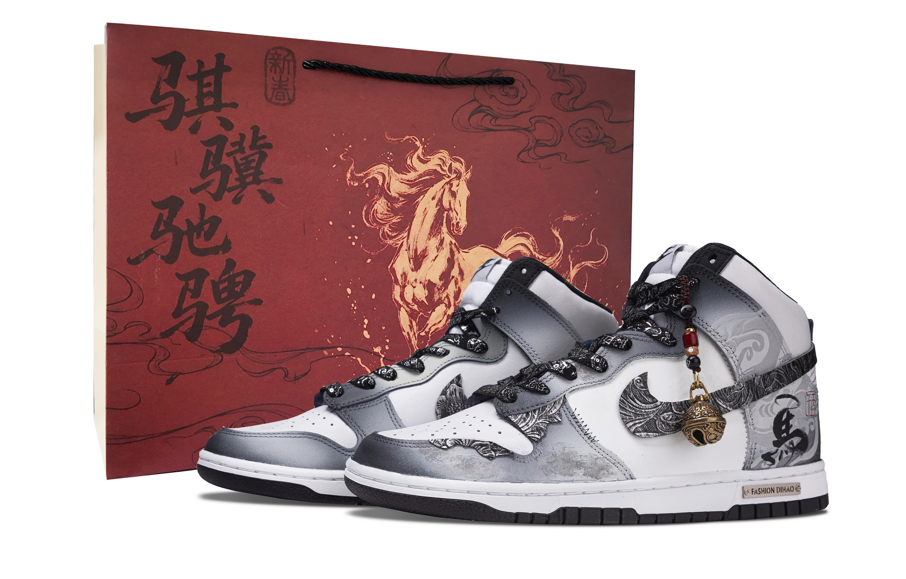 

Кроссовки Dunk Mysterious Bell Shopping Bag Abrasion Resistant Breathable высокие для скейтбординга мужские Nike, белый серый черный