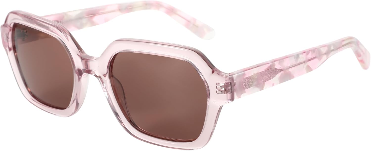 

Солнцезащитные очки ZENOTTIC Retro Polarized Hexagon для женщин, классические винтажные квадратные солнцезащитные очки из ацетата с защитой от УФ-излучения UV400, C05 Crystal Pink / Brown