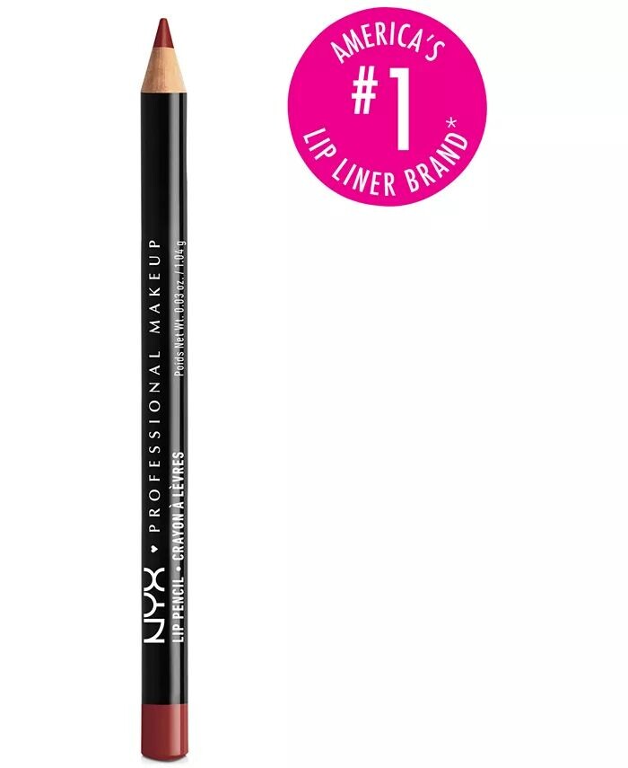

Тонкий карандаш для губ, кремовый стойкий карандаш для губ Nyx Professional Makeup, цвет Auburn