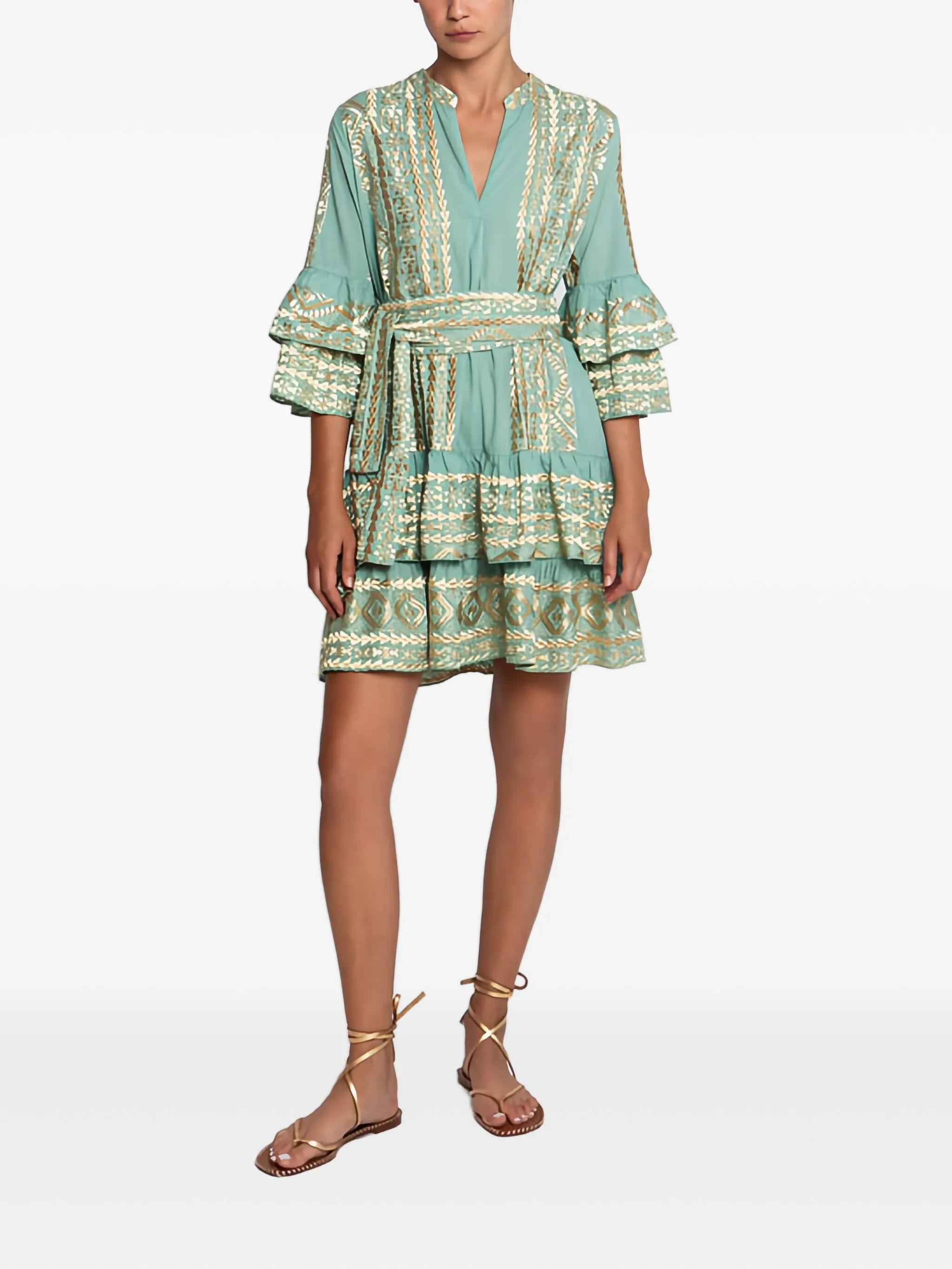 

Платье мини с оборками и поясом Greek Archaic Kori, зеленый