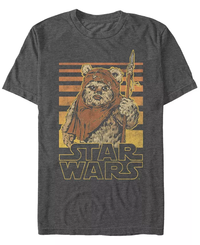 

Футболка мужская Star Wars Classic Ewok с градиентными полосками, короткий рукав Fifth Sun, серый