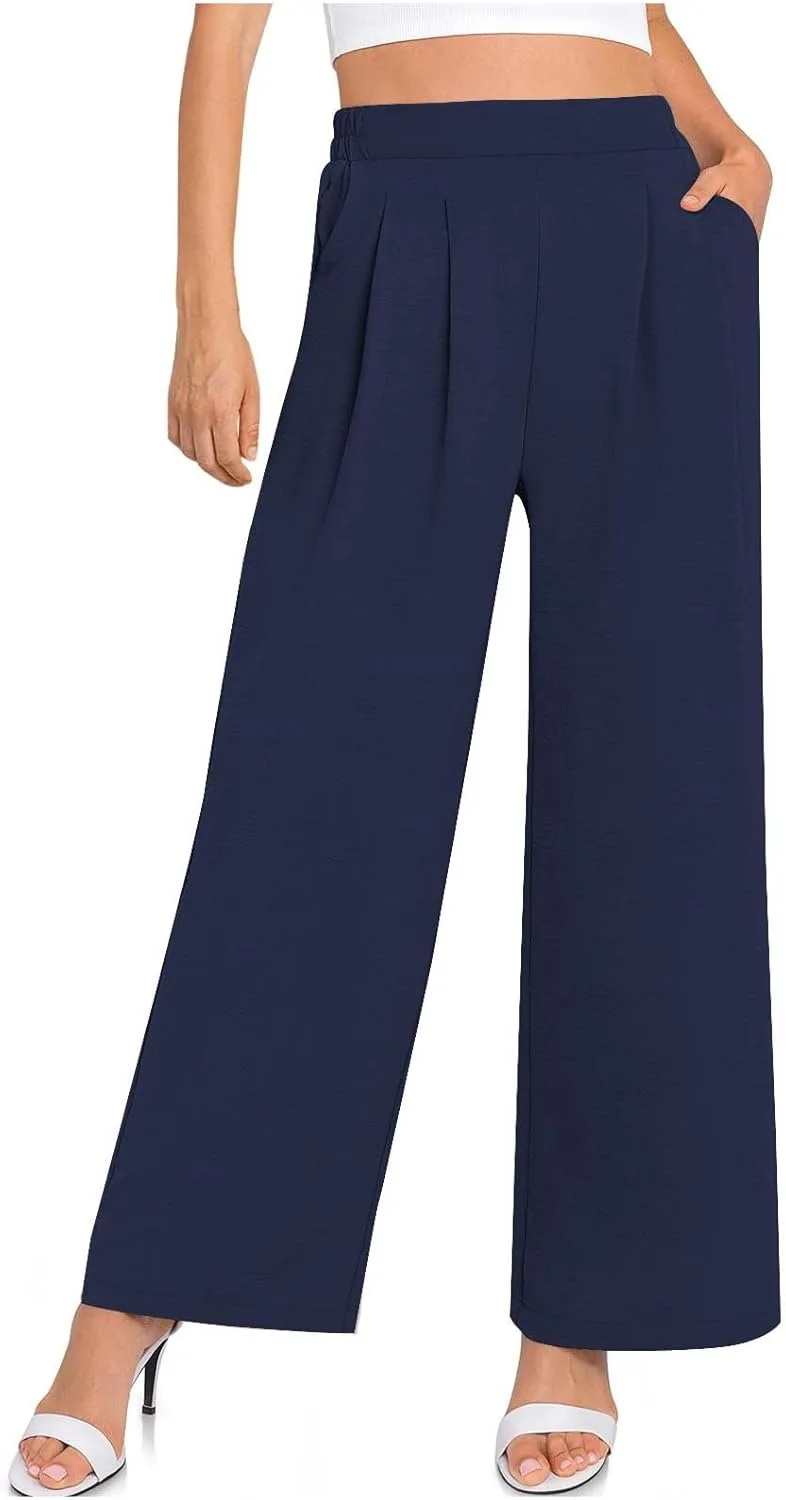 

JOAU Женские повседневные брюки плиссе с высокой талией и карманами