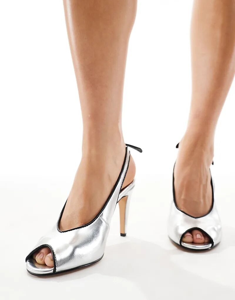 Босоножки Schuh Scottie на каблуке с открытой пяткой, оловянные — фото 3