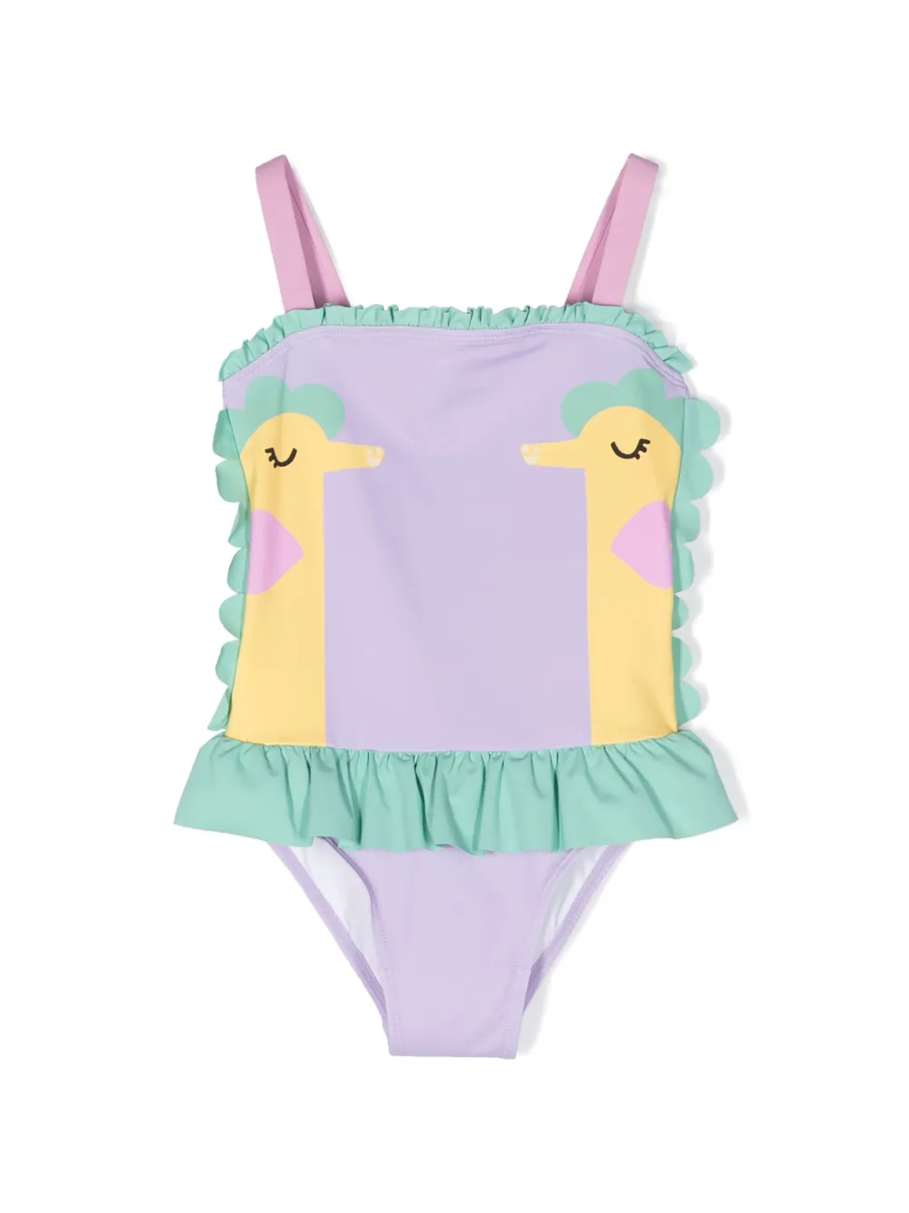 

Купальник с графичным принтом и оборками Stella McCartney Kids, фиолетовый