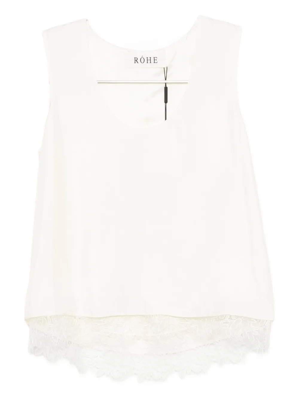 

Шелковый топ с кружевной отделкой Róhe, белый