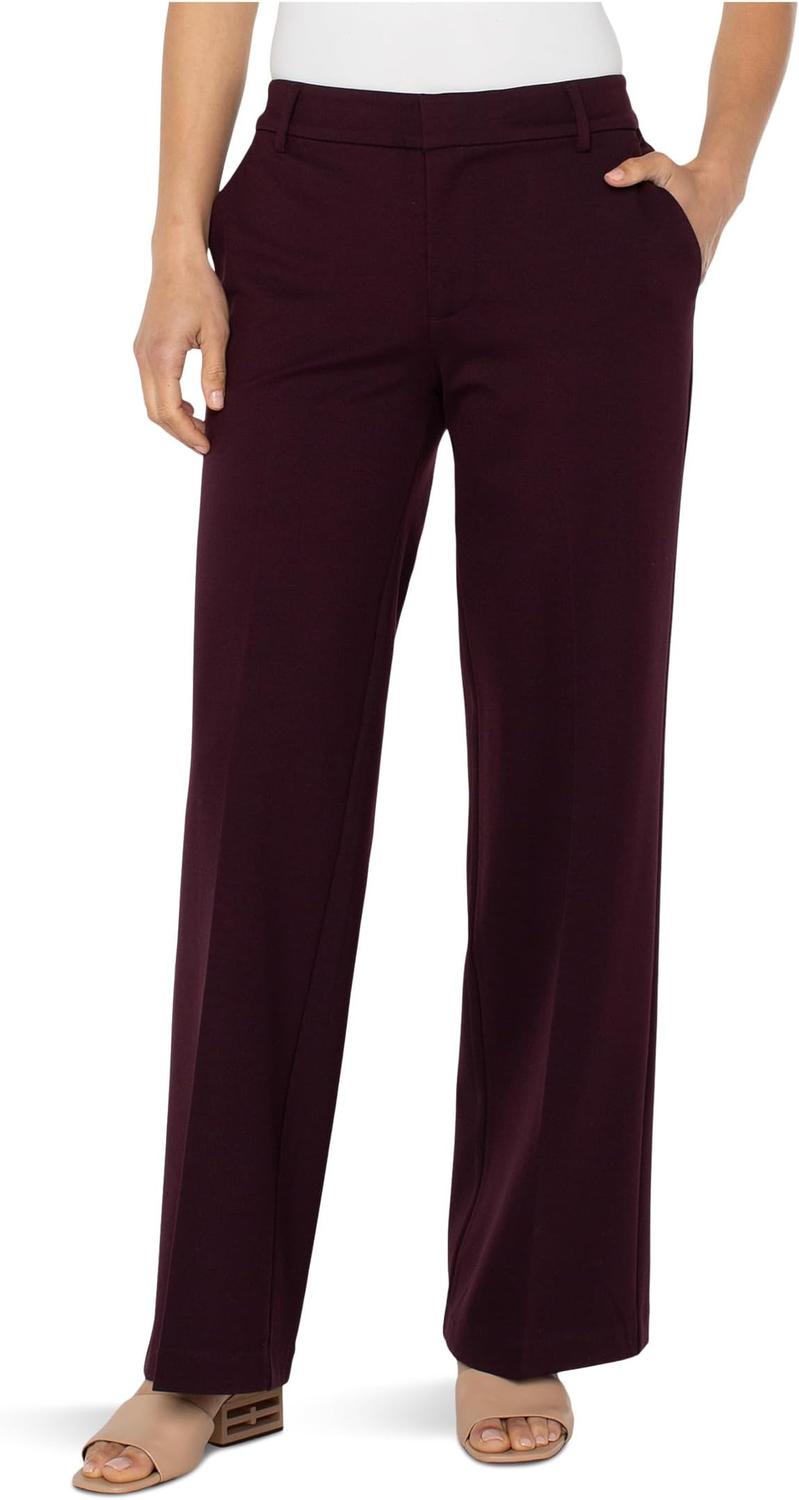 

Женские брюки Kelsey средней посадки из суперэластичного материала Ponte Wide Leg Liverpool Los Angeles, Dark Plum