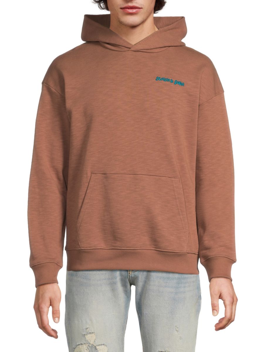 

​Хлопковая толстовка с вышитым логотипом Scotch & Soda, цвет Medium Brown