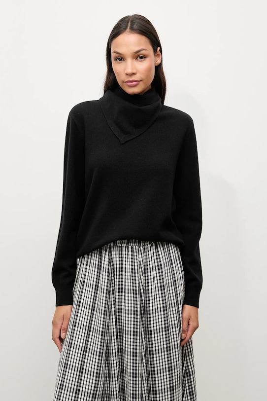 

Свитер из мериносовой шерсти с шарфом Answear.Lab, черный