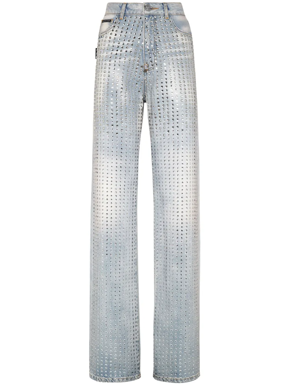 

Джинсы в тонкую полоску с кристаллами Philipp Plein, синий