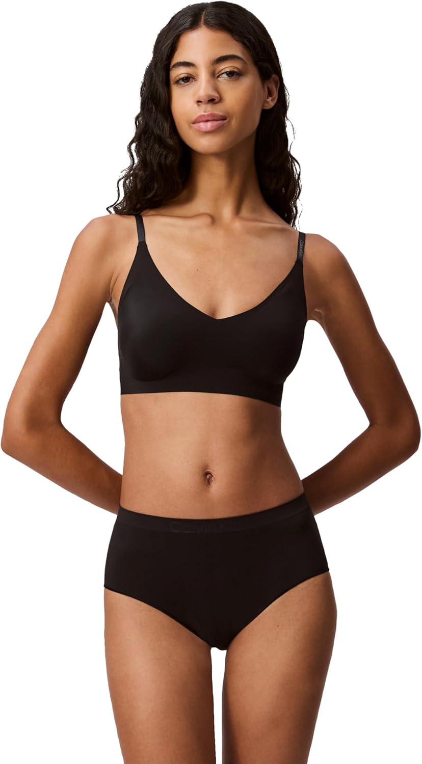 

Женский бюстгальтер-бралетт Calvin Klein Invisibles Comfort с легкой подкладкой, бесшовный, с треугольными чашечками и косточками-косточками, Black