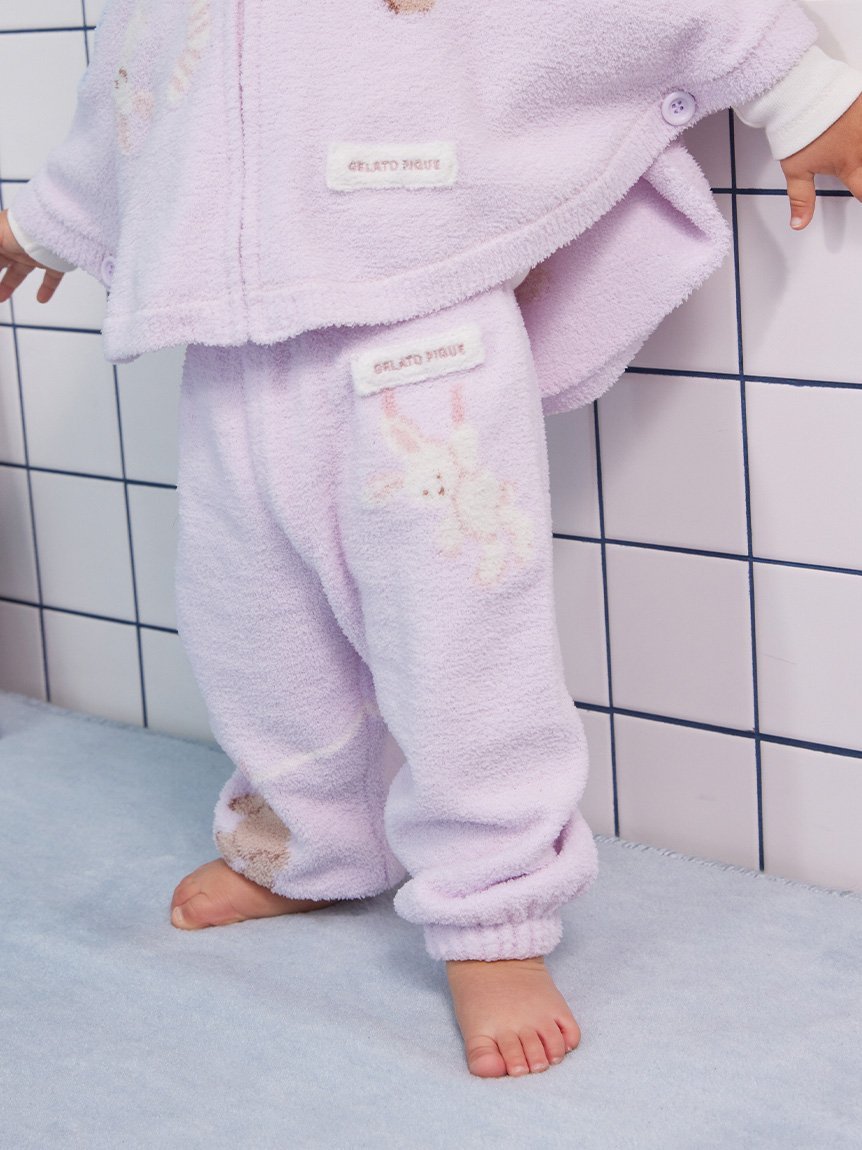 Длинные брюки из жаккарда с рисунком животных от Airy Moco Washing Animal Gelato pique, BEG[037] — фото 4