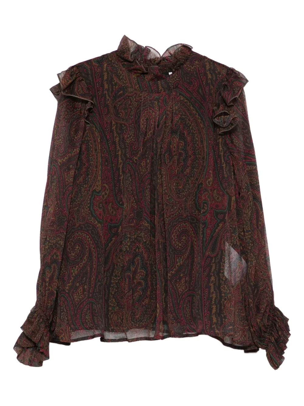 

Блузка с оборками и узором пейсли ETRO KIDS, коричневый