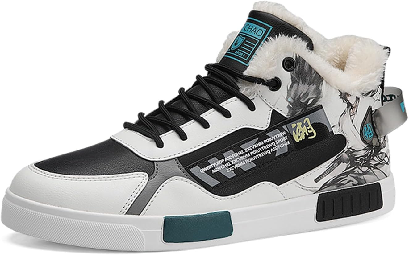 

Мужские зимние повседневные кеды, утепленные шерстяной подкладкой ботинки с утолщенной подошвой для мужчин Generic, черный