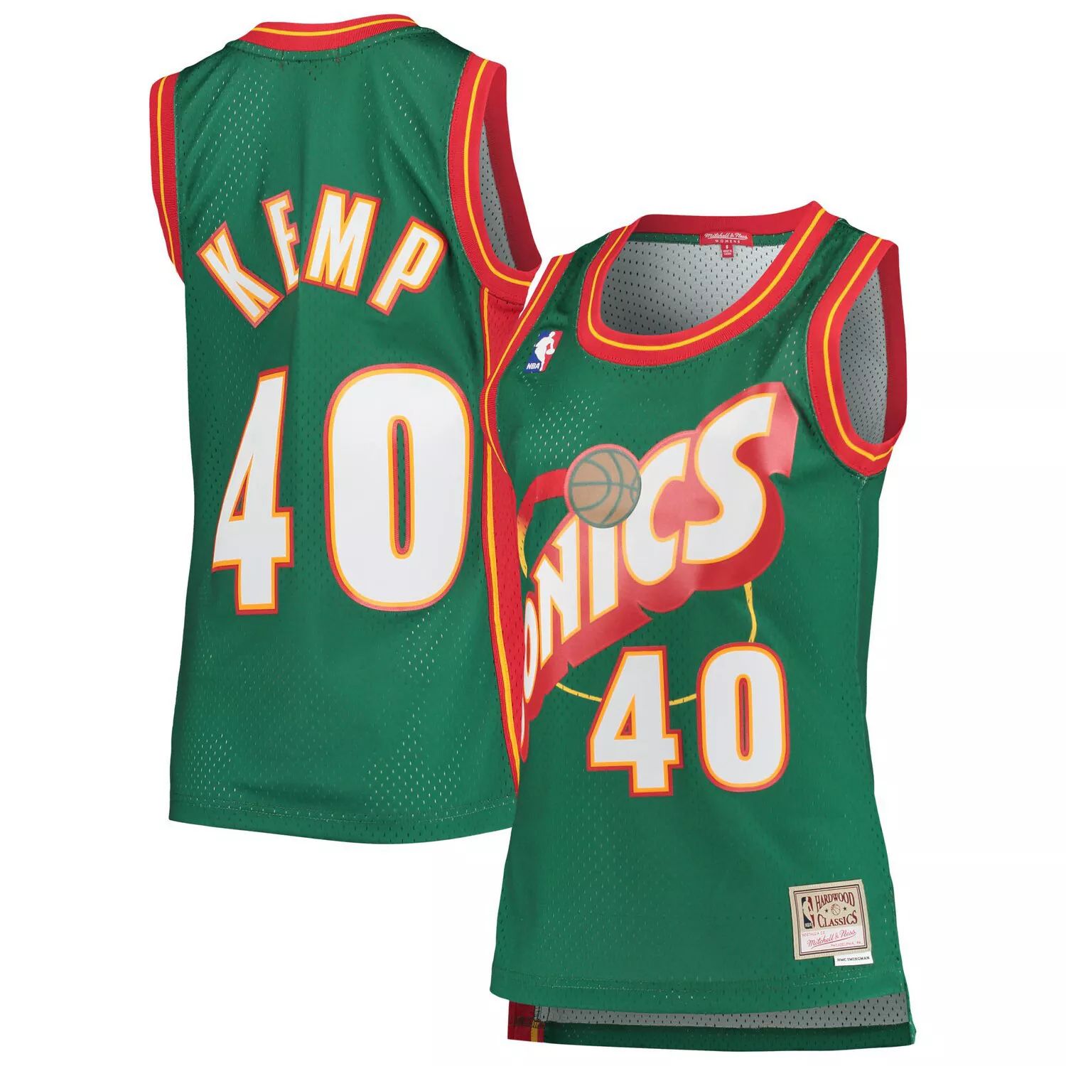 

Женская майка Mitchell & Ness Shawn Kemp Green Seattle SuperSonics 1995-96 Hardwood Classics Swingman