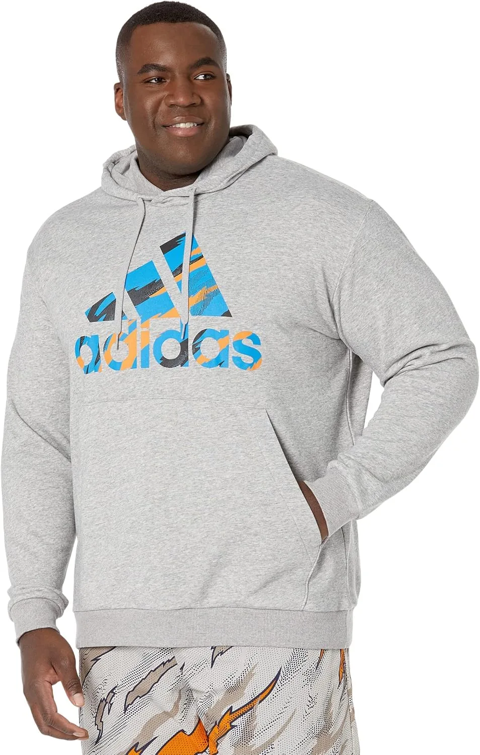 Толстовка Adidas Essentials Tiger Camo с капюшоном, серый