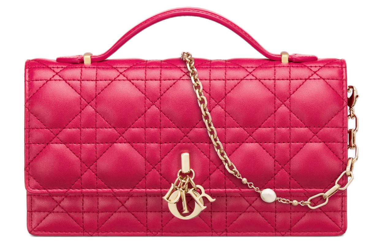

DIOR Сумка через плечо из кожи ягненка, кроссбоди, мини-клатч для женщин Passionate Pink