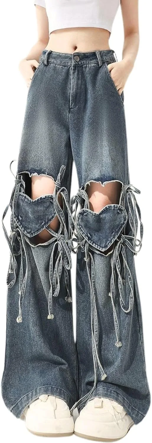 

Брюки-багги для женщин High Waisted Wide Leg с принтом в виде сердца BeRamg