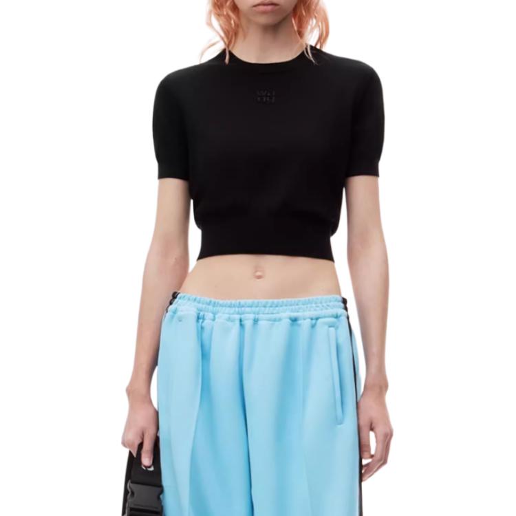 Футболка вязаная с тисненым логотипом Alexander Wang, черный — фото 2