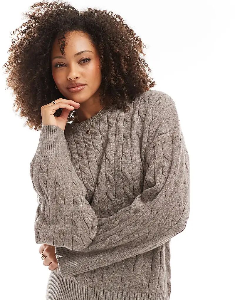 

Свитер Cotton On lux Crew в цвете мокко с косами Cotton:On