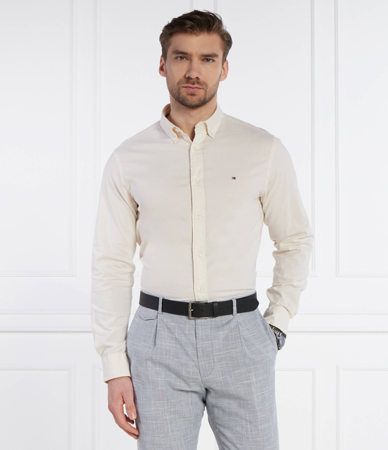 Рубашка Tommy Hilfiger 1985 FLEX OXFORD RF SHIRT Regular Fit, экрю — фото 3