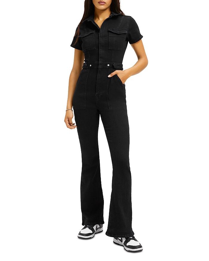 

Джинсовый комбинезон Good American Fit For Success Bootcut, черный