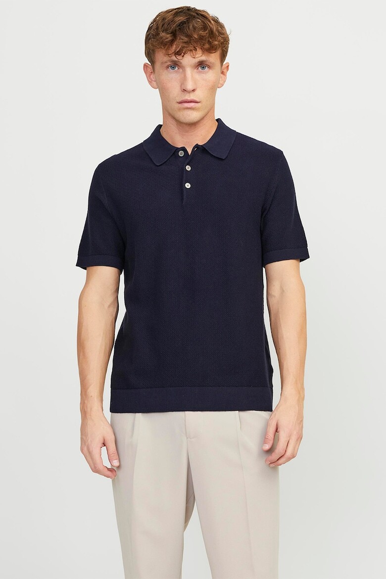 

Футболка тонкой вязки с воротником Jack & Jones, синий