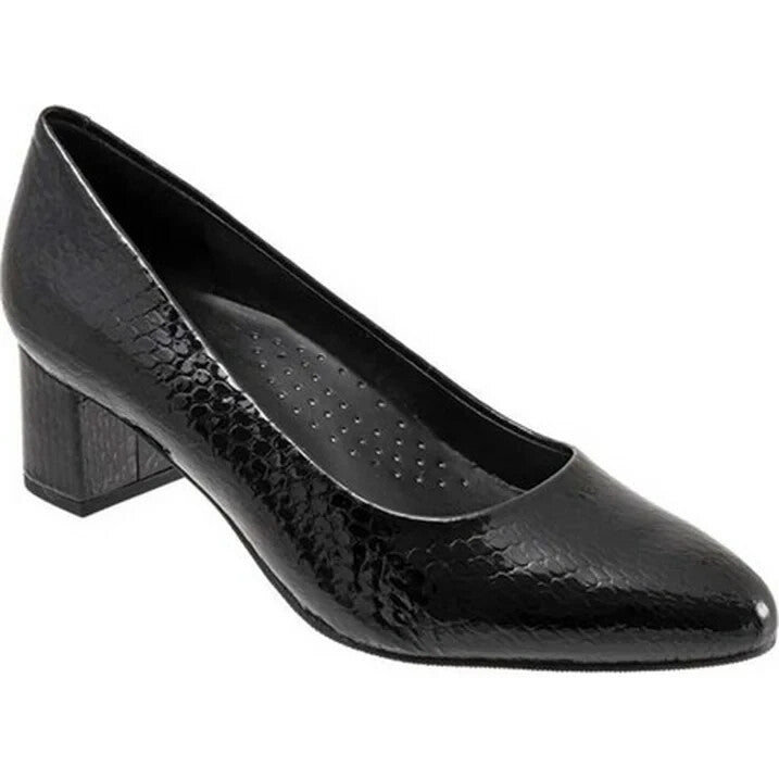 Туфли-лодочки Trotters Kari Pump Женские 8.5 Черная кожа наппа Острый нос Блок каблук ZPO3212