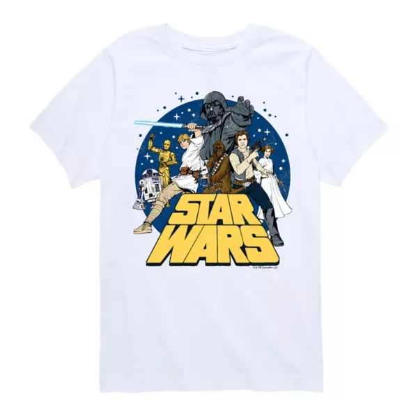 

Футболка с ретро-принтом для мальчиков 8-20 лет Star Wars, белый