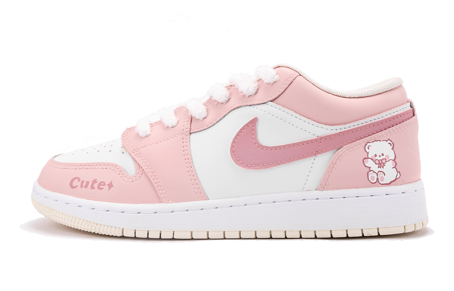 

Кроссовки Air Jordan 1 Vintage Basketball Shoes Women's Low-top Pink/white, белый