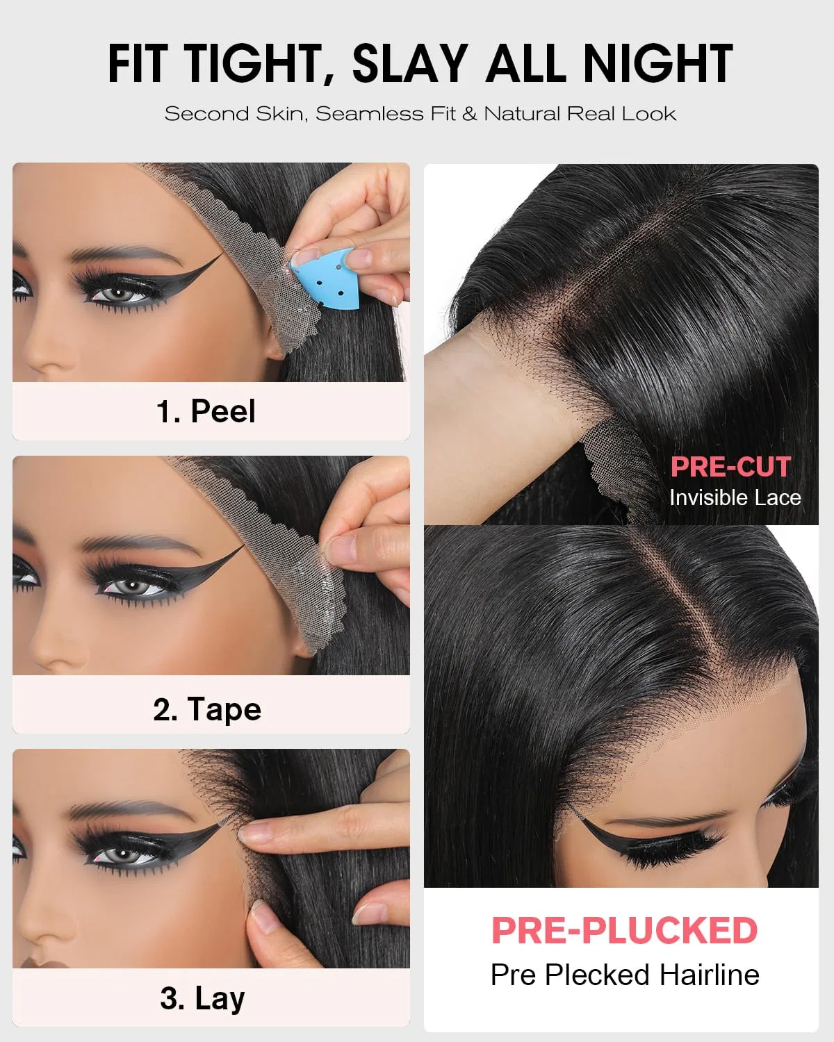 Женский парик из натуральных волос «13x6 Full Lace Front Drawstring Wig» от Tunfine Tunfine, Full 13X6 Lace Front Natural Color — фото 4