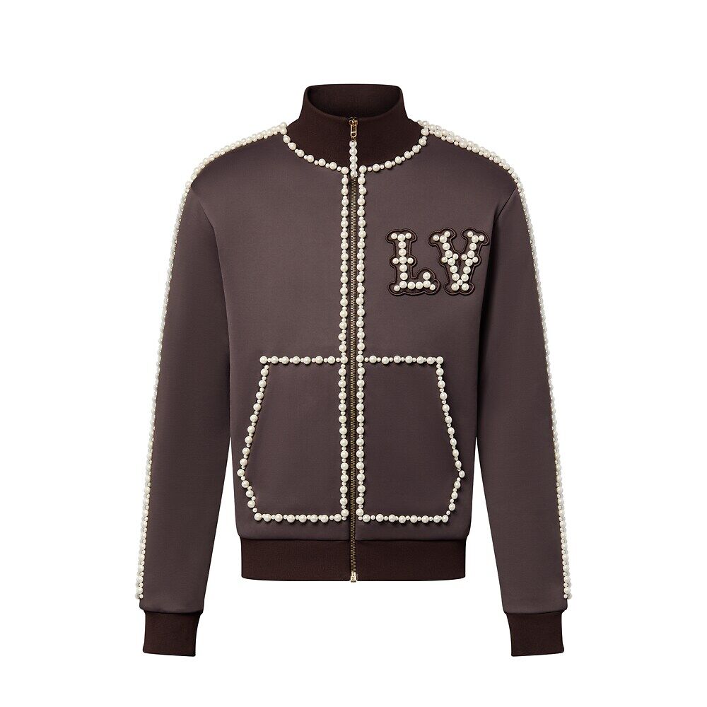 

Топ из технического хлопка, украшенный жемчугом Louis Vuitton, коричневый