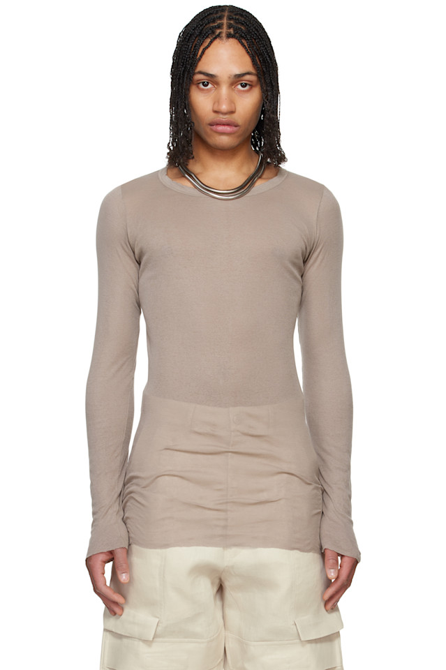 

Футболка с длинным рукавом Hollywood rib Rick Owens, цвет flesh