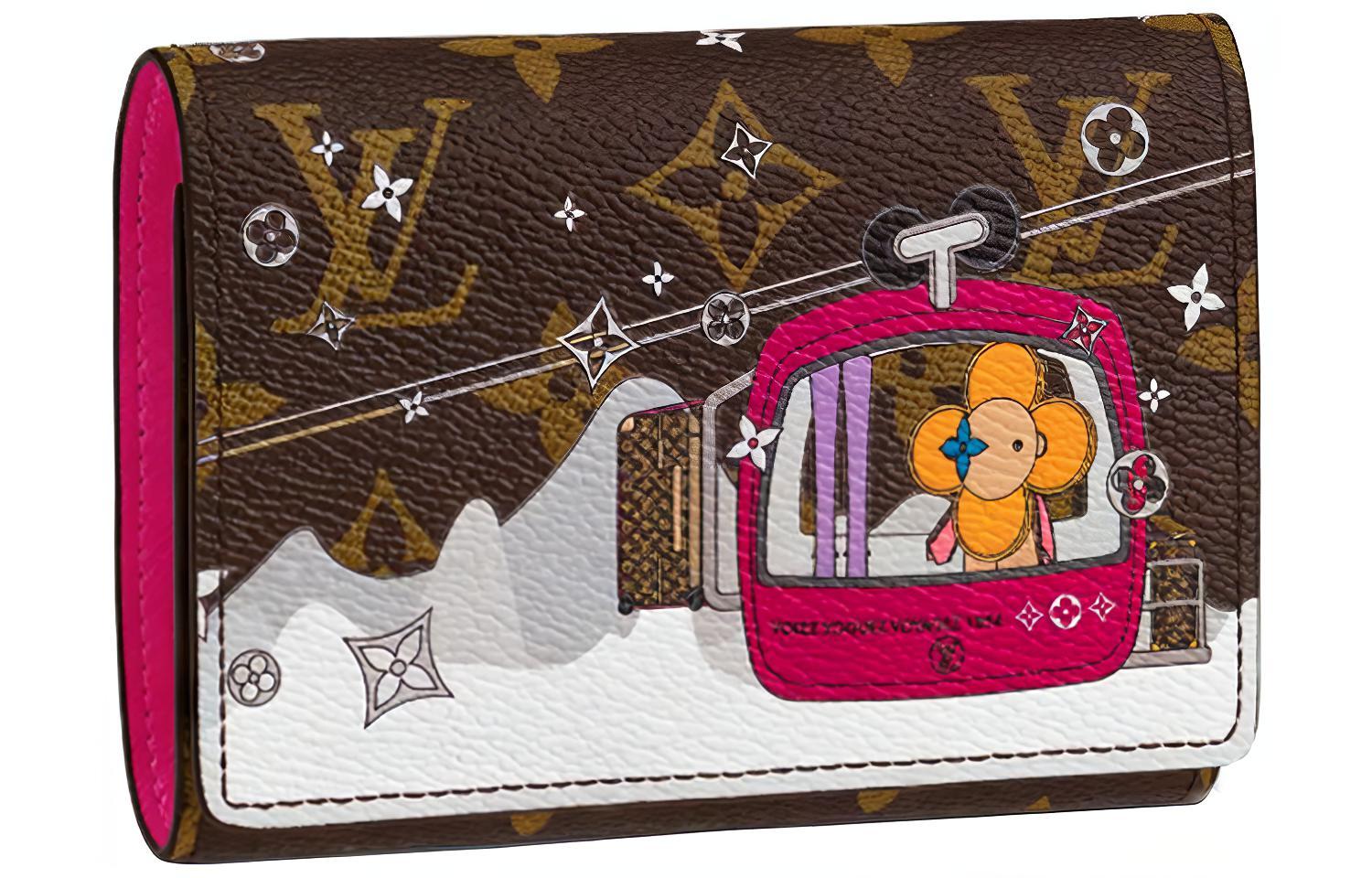 

LOUIS VUITTON Викторин кошелёк Монограмм Вивьен Куршевель с фуксиевой подкладкой