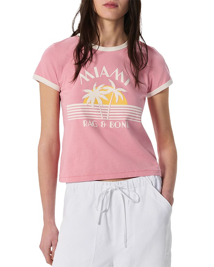 

Майка боксерского кроя Miami с контрастной окантовкой rag & bone, розовый